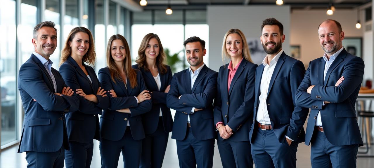 El equipo profesional de Automóviles Mediterráneo en sus instalaciones de Martorell