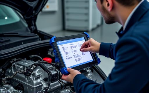 Mecánico realizando diagnóstico avanzado en un taller automotriz